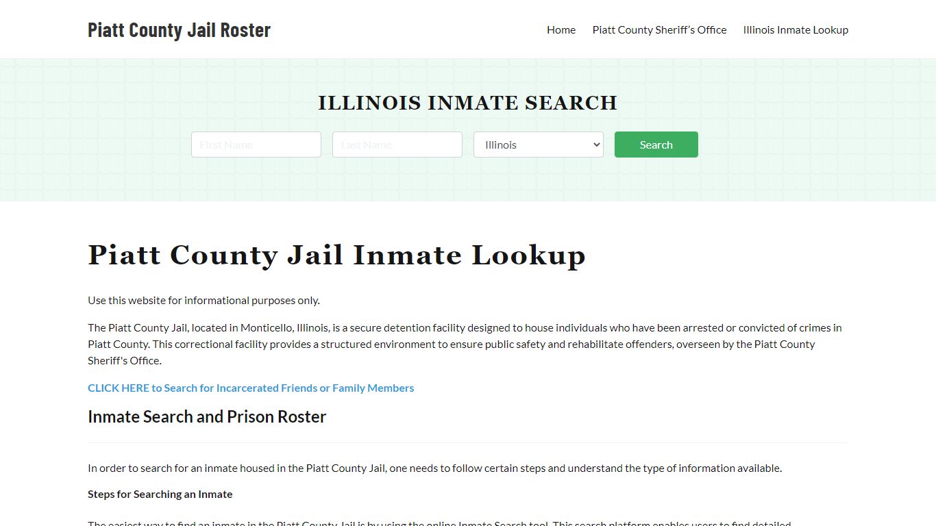 Piatt County Jail Roster Lookup, IL, Inmate Search