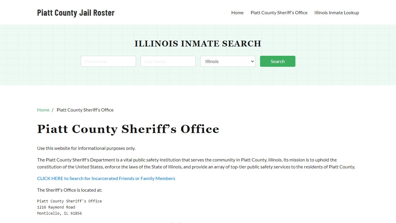 Piatt County Sheriff Office, IL, Arrest Warrants Search